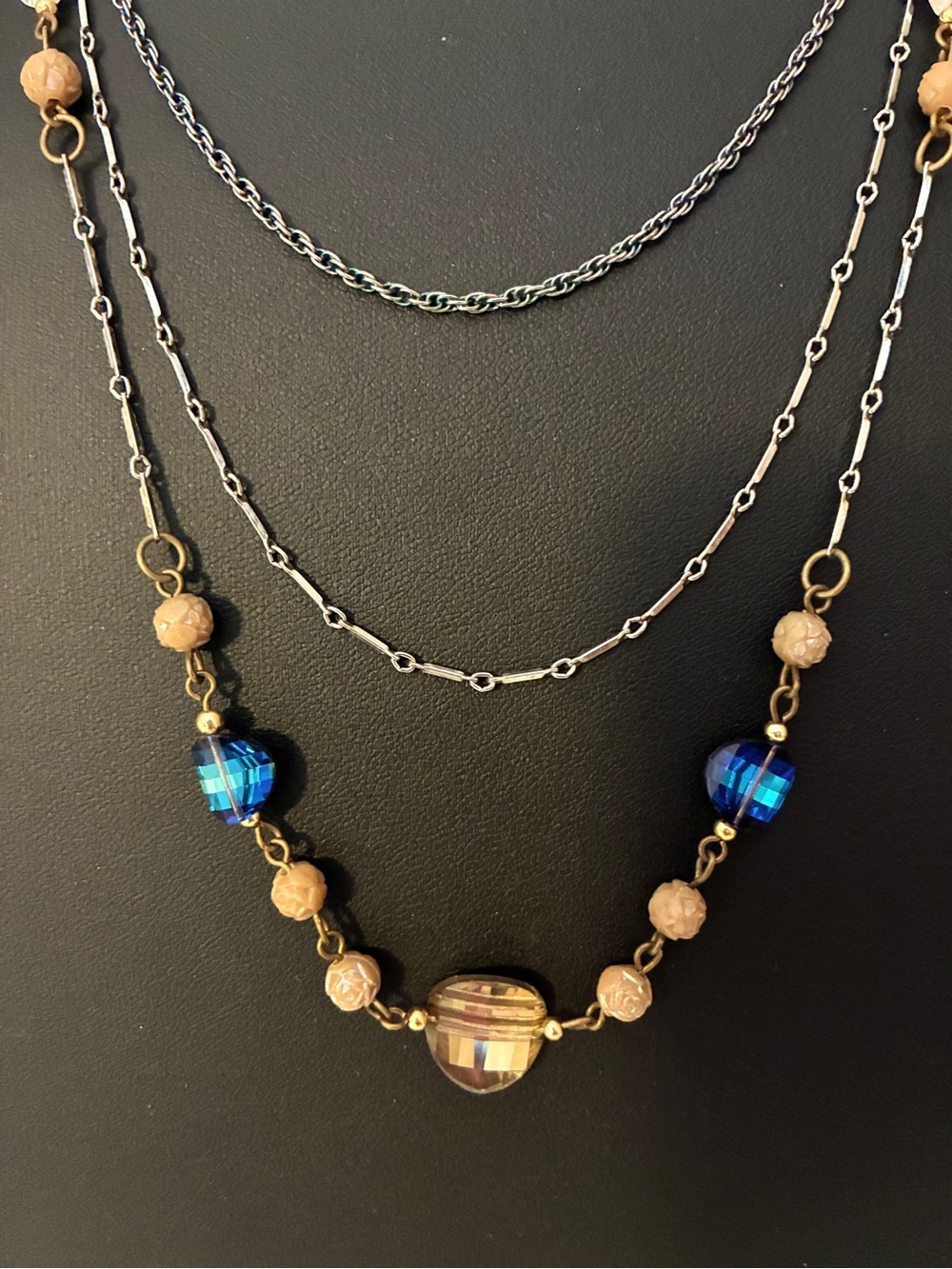 Layered Crystal Vintage Bead Necklace